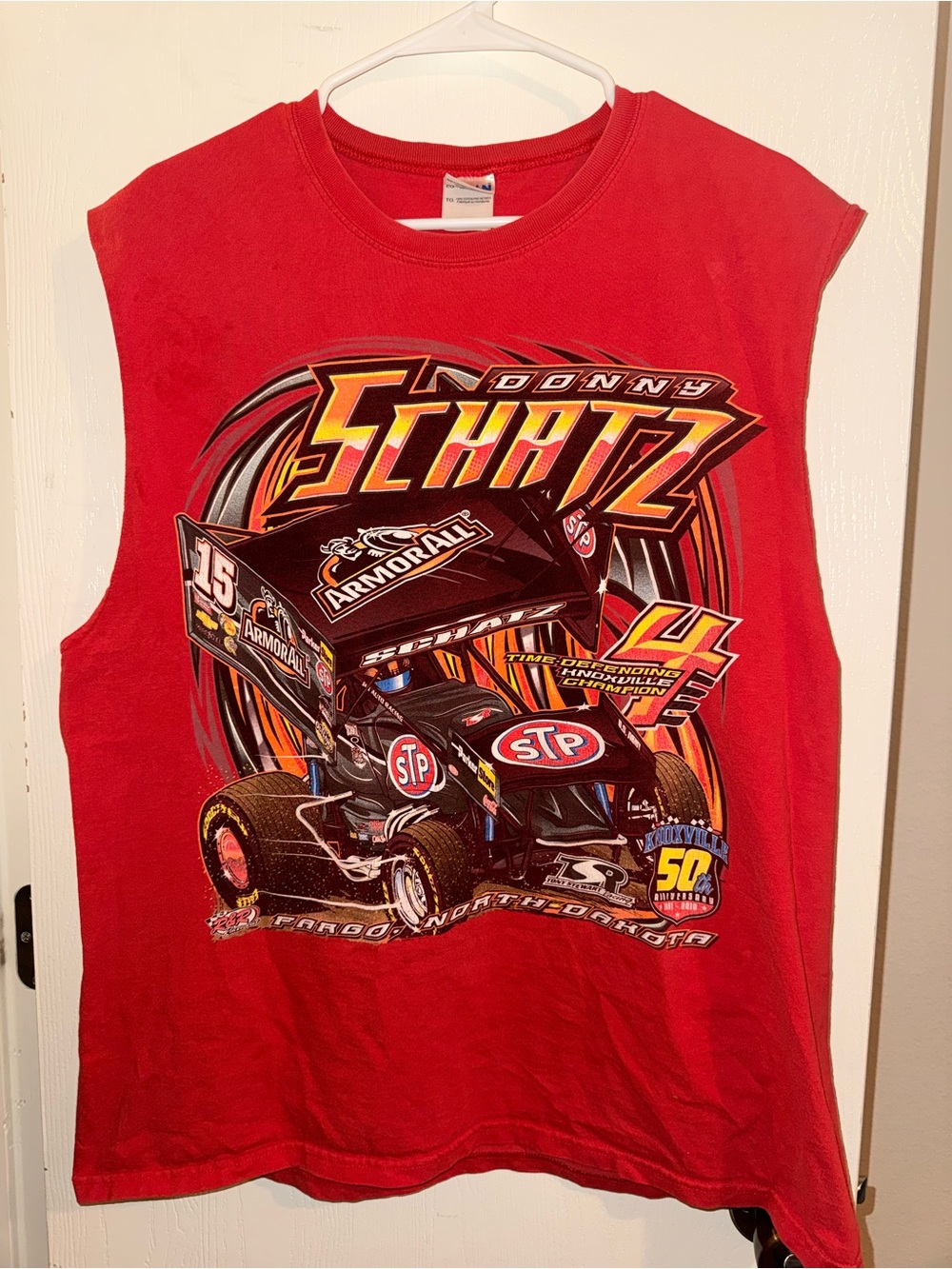 Gildan Red Donny Schatz Racing Tank Top